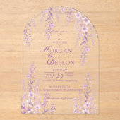 Elegant Soft Blush Lavender Floral Wedding アクリル招待状 (正面)