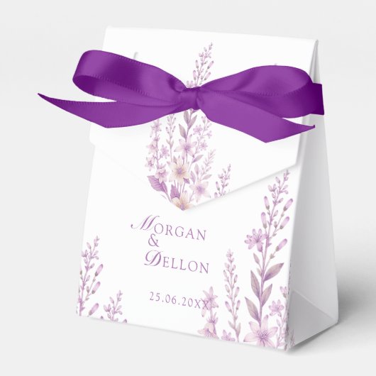 Elegant Soft Blush Lavender Floral Wedding  フェイバーボックス (正面サイド)