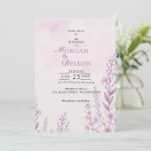 Elegant Soft Blush Lavender Floral Wedding 招待状 (スタンド正面)