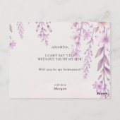 Elegant Soft Blush Lavender Wedding Bridesmaid  ポストカード (裏面)