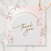 Elegant Soft Blush Pink Cherry Blossom Wedding フェイバータグ (裏面)
