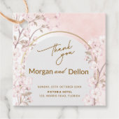 Elegant Soft Blush Pink Cherry Blossom Wedding フェイバータグ (正面)