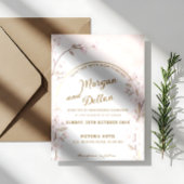 Elegant Soft Blush Pink Cherry Blossom Wedding 招待状