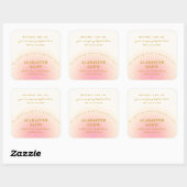 Elegant Soft Blush Pink Gold Ombre Candle Label スクエアシール (シート)