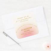 Elegant Soft Blush Pink Gold Ombre Candle Label スクエアシール (封筒)