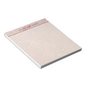 ELEGANT SOFT BLUSH ROSE GOLD DAMASK|名前とイニシャル ノートパッド (アングル)