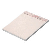 ELEGANT SOFT BLUSH ROSE GOLD DAMASK|名前とイニシャル ノートパッド (回転)