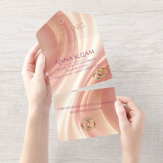 Elegant Soft Blush Wedding Invitation オールインワン招待状 (切り取り部)