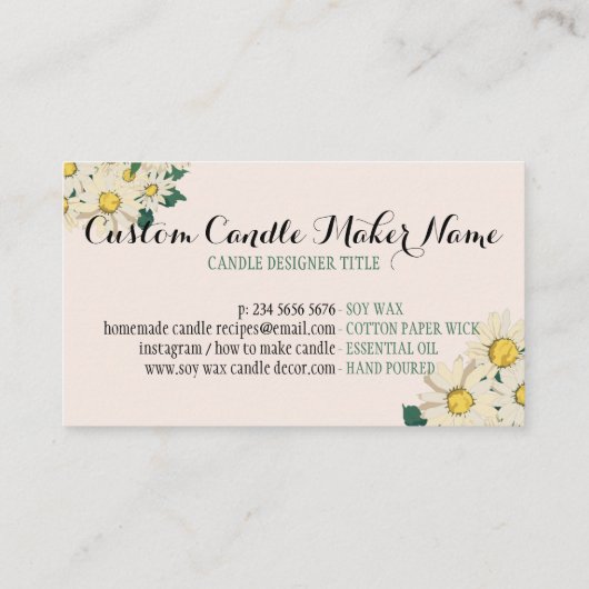 Elegant Soft Candle Soy Wax Homemade daisy 名刺 (裏面)