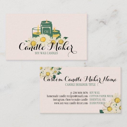 Elegant Soft Candle Soy Wax Homemade daisy 名刺 (正面/裏面)