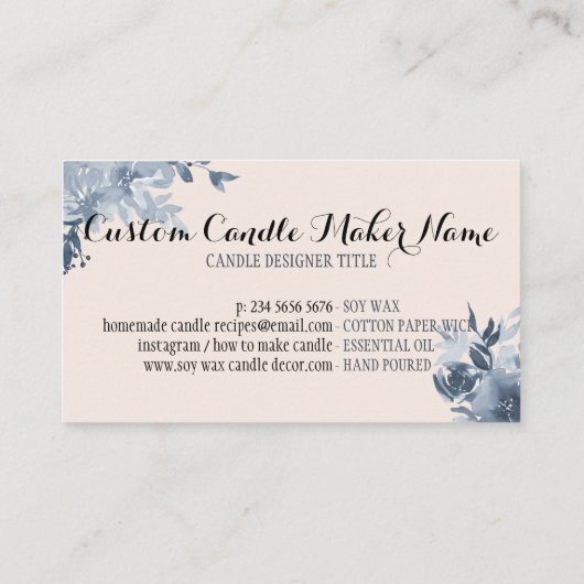 Elegant Soft Candle Soy Wax Homemade navy 名刺 (裏面)