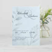 Elegant Soft Cool Blue Botanical Script Wedding  招待状 (スタンド正面)