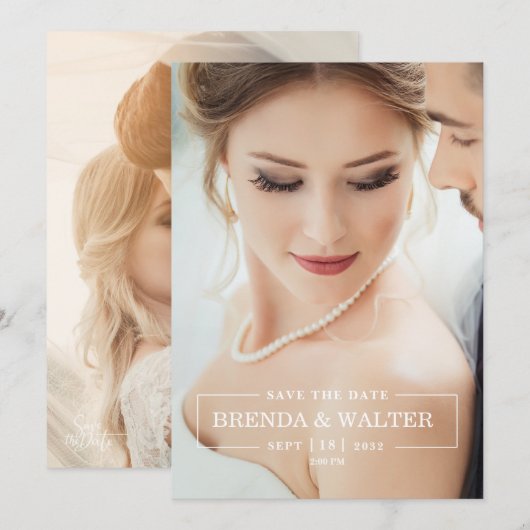 Elegant Soft Focus Custom Photo Portrait Wedding 招待状 (正面/裏面)