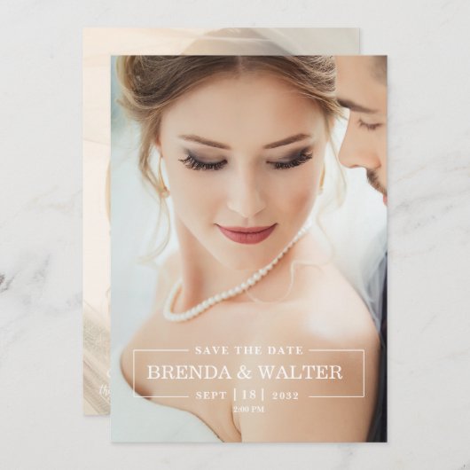 Elegant Soft Focus Custom Photo Portrait Wedding 招待状 (正面/裏面)