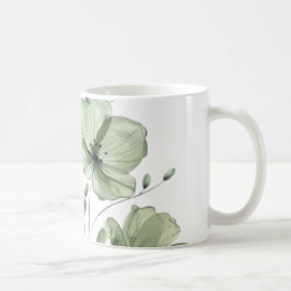 Elegant Soft Green Floral Illustration Coffee Mug コーヒーマグカップ