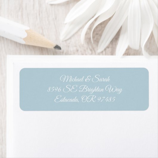 Elegant Soft Icy Blue Wedding Return Address ラベル (インサイチュ)