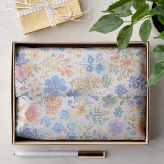 Elegant Soft Pastel Watercolor Botanical 薄葉紙