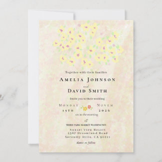 Elegant soft pastel Watercolor Floral Wedding 招待状