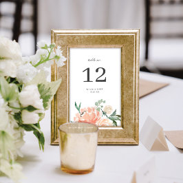 Elegant Soft Peach Watercolor Floral Wedding テーブルナンバー