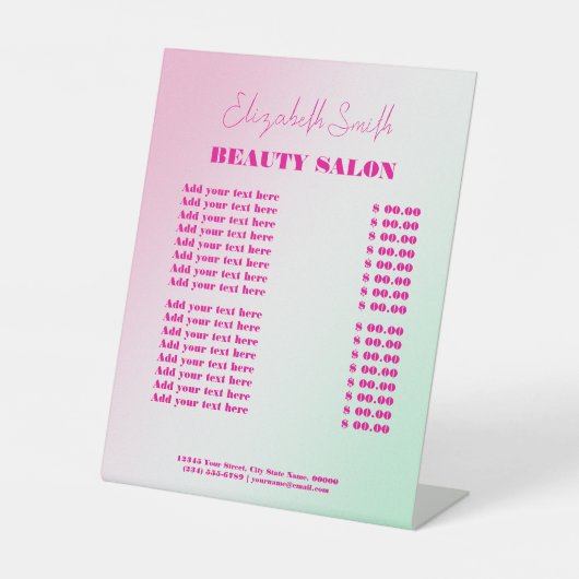 Elegant Soft Pink Beauty Salon 台座サイン (正面)