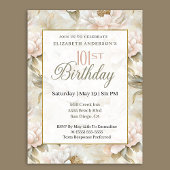Elegant Soft Pink Ivory Peony 101st Birthday  招待状