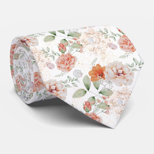 Elegant Soft Pink Watercolor FloralMen’s Necktie ネクタイ (ロール)
