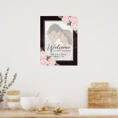 Elegant Soft Pink Wedding Photo Welcome Sign ポスター (キッチン)