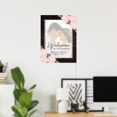Elegant Soft Pink Wedding Photo Welcome Sign ポスター (ホームオフィス)