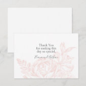 Elegant Soft Pink White Floral Wedding サンキューカード (正面/裏面)