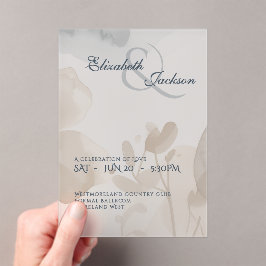 Elegant Soft Romantic Botanical Script Wedding  アクリル招待状
