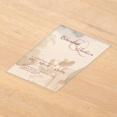 Elegant Soft Romantic Botanical Script Wedding  アクリル招待状 (レイダウン)