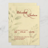 Elegant Soft Romantic Botanical Script Wedding  招待状 (正面/裏面)