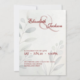Elegant Soft Romantic Botanical Script Wedding 招待状