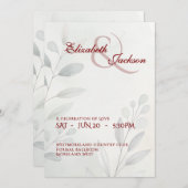 Elegant Soft Romantic Botanical Script Wedding 招待状 (正面/裏面)