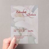 Elegant Soft Romantic Floral Lily Script Wedding アクリル招待状 (インサイチュ (ポータブル))