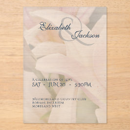 Elegant Soft Romantic Floral Lily Script Wedding アクリル招待状