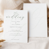 Elegant Soft Sage Green Calligraphy Wedding 招待状
