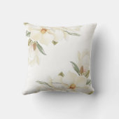 Elegant Soft White Magnolia Flower Pillow Cover クッション (裏面)