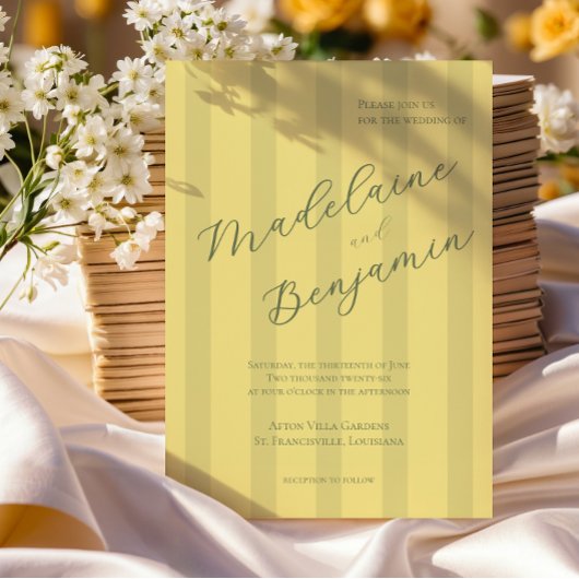Elegant Soft Yellow Wedding Invitation 招待状
