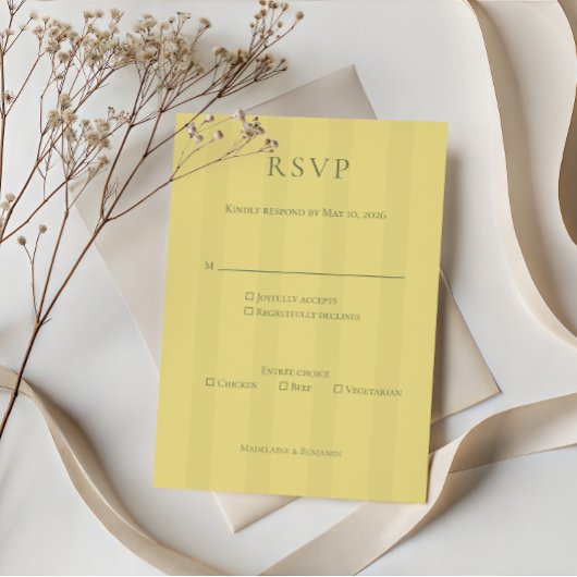 Elegant Soft Yellow Wedding RSVP Card
