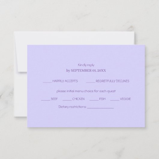 Elegant Solid Purple Lavender  出欠カード (裏面)