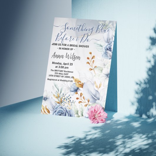elegant Something Blue Before I do ブライダルシャワー 招待状