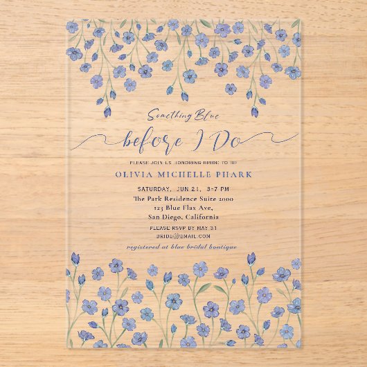 Elegant Something Blue Before I do Floral アクリル招待状 (正面)