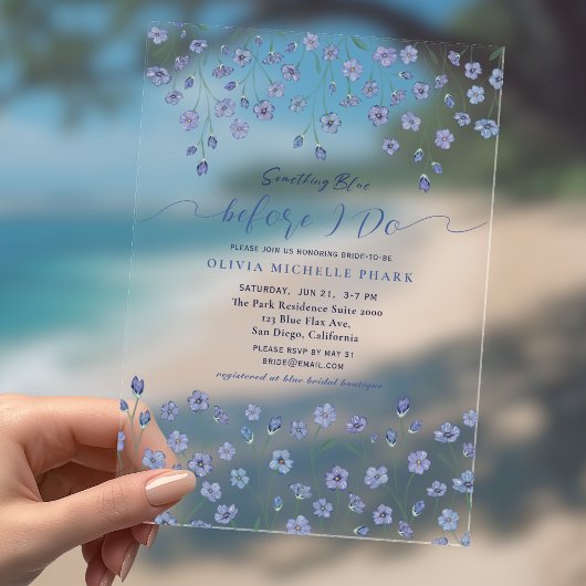 Elegant Something Blue Before I do Floral アクリル招待状
