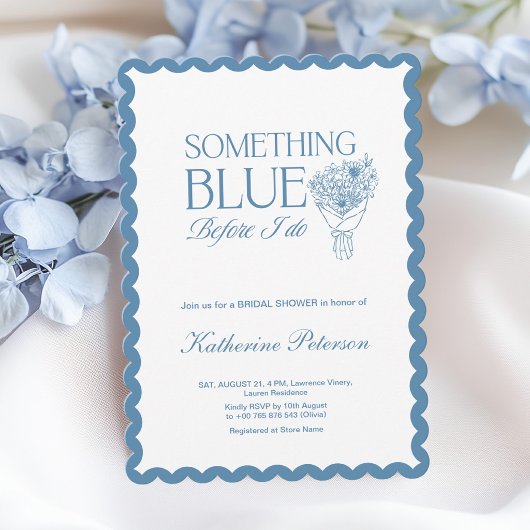 Elegant Something Blue Bridal Shower 招待状
