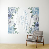 Elegant Something Blue Floral Bridal Shower Party  タペストリー (インサイチュ(横))