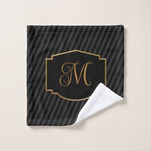 Elegant, Sophisticated Striped Monogram バスタオルセット (ウォッシュタオル)