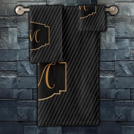 Elegant, Sophisticated Striped Monogram  バスタオルセット