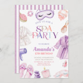 Elegant Spa day Girls Birthday Party 招待状 (正面/裏面)