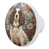 Elegant Spaniel On Floral Background セラミックノブ (右)
